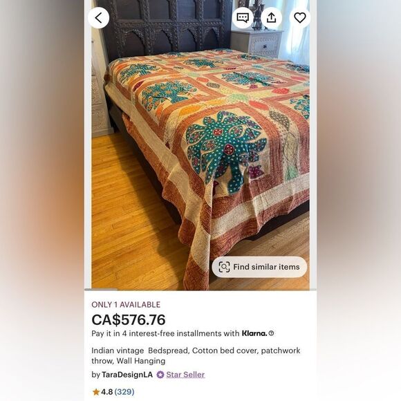 Authentic vintage from India handmade throw/bedspread - never used - Picture 3 of 12